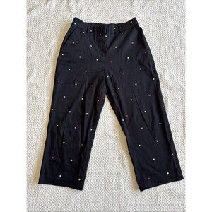 JM Collection Women's Embroidered Dots Pants 6 Crop Ankle Capri